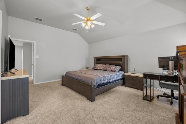 60 Misty Mesa Trl, Mansfield, TX 76063 - bedroom with lofted ceiling, light carpet, an office area, a ceiling fan, and baseboards
