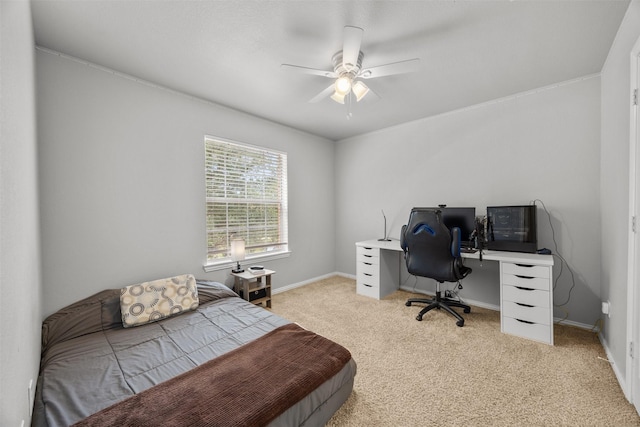 60 Misty Mesa Trl, Mansfield, TX 76063 - bedroom featuring light carpet, an office area, baseboards, and ceiling fan