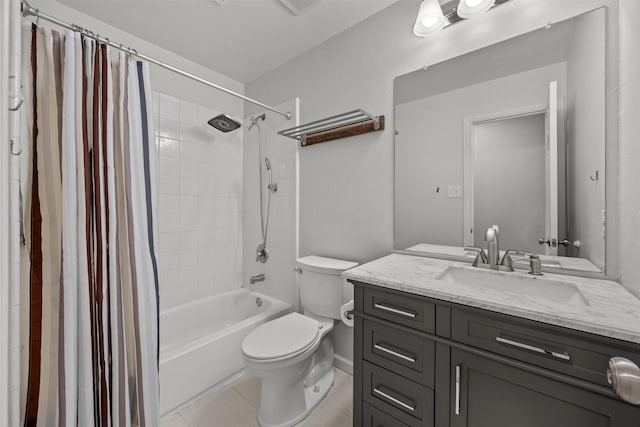 60 Misty Mesa Trl, Mansfield, TX 76063 - full bathroom featuring toilet, vanity, shower / bath combo with shower curtain, and tile patterned floors