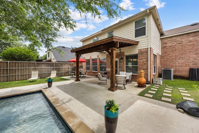 60 Misty Mesa Trl, Mansfield, TX 76063 - rear view of house featuring brick siding, a fenced backyard, a patio area, and cooling unit