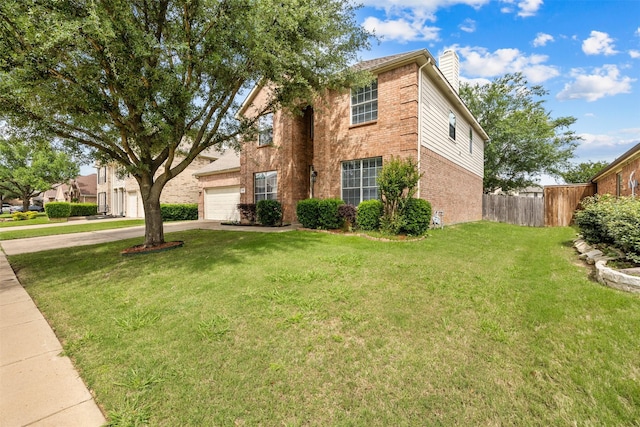 60 Misty Mesa Trl, Mansfield, TX 76063 - traditional-style house featuring a chimney, brick siding, concrete driveway, and a garage
