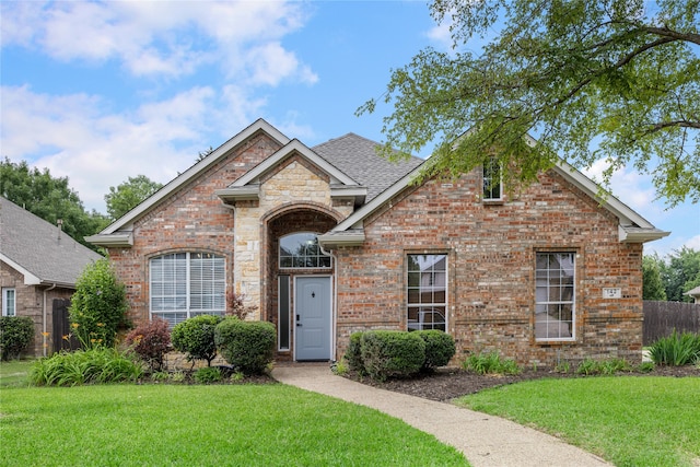 142 Shelby Trce, Murphy, TX 75094 - view of front facade with a front yard and brick siding