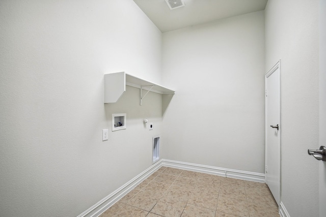 2341 Leeward Pl, Little Elm, TX 75068 - laundry room with electric dryer hookup, hookup for a gas dryer, hookup for a washing machine, baseboards, and light tile patterned floors