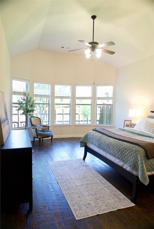 4561 Firewheel Dr, Plano, TX 75024 - bedroom featuring lofted ceiling, wood finished floors, and ceiling fan