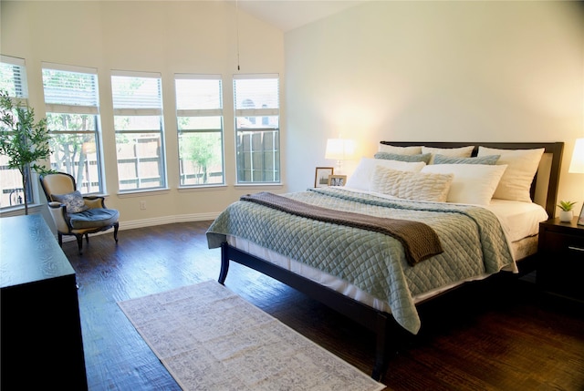 4561 Firewheel Dr, Plano, TX 75024 - bedroom featuring multiple windows, wood finished floors, baseboards, and high vaulted ceiling
