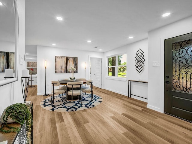 2371 Chart Dr, Dallas, TX 75228 - dining area featuring recessed lighting, light wood-type flooring, and baseboards