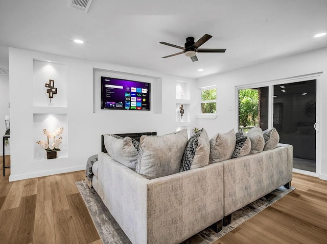 2371 Chart Dr, Dallas, TX 75228 - living room with ceiling fan, wood finished floors, recessed lighting, and baseboards