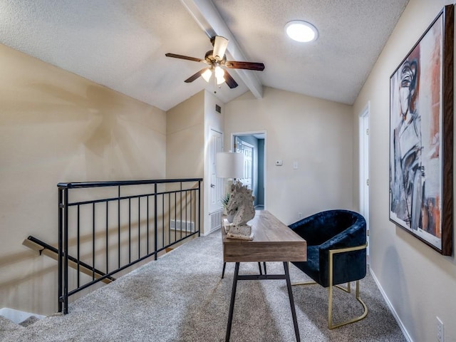 46 Morrow Dr, Bedford, TX 76021 - office with carpet, ceiling fan, a textured ceiling, and baseboards