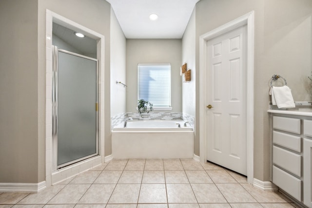 7968 Fm 121, Van Alstyne, TX 75495 - full bathroom featuring a shower stall, a bath, vanity, and tile patterned floors