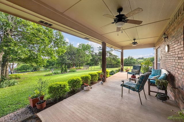 7968 Fm 121, Van Alstyne, TX 75495 - view of patio with ceiling fan and view of scattered trees