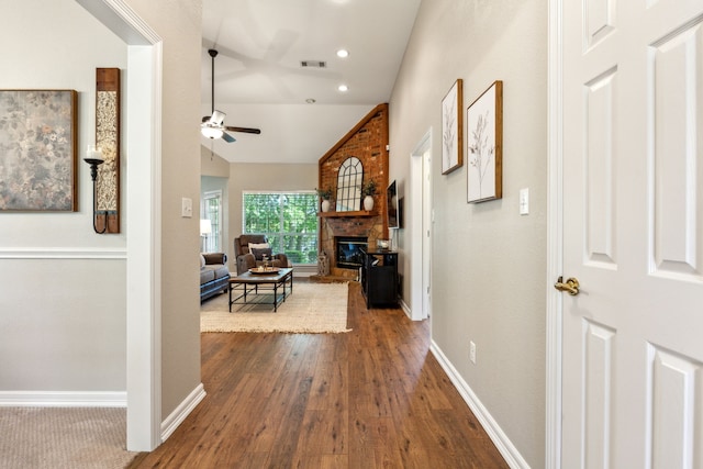 7968 Fm 121, Van Alstyne, TX 75495 - corridor featuring dark wood-style floors, baseboards, recessed lighting, and vaulted ceiling