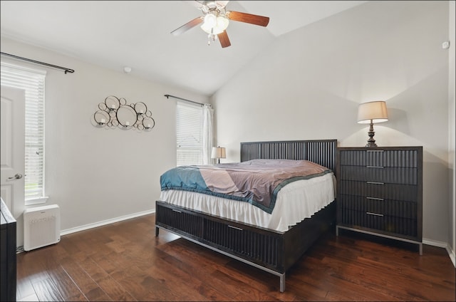 31 Oakridge Ln, Edgecliff Village, TX 76134 - bedroom featuring vaulted ceiling, wood finished floors, baseboards, and ceiling fan
