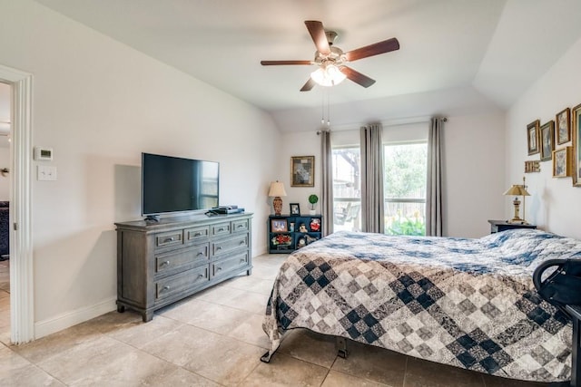 324 Jefferson Ln, Fate, TX 75189 - bedroom with light tile patterned floors, ceiling fan, and baseboards