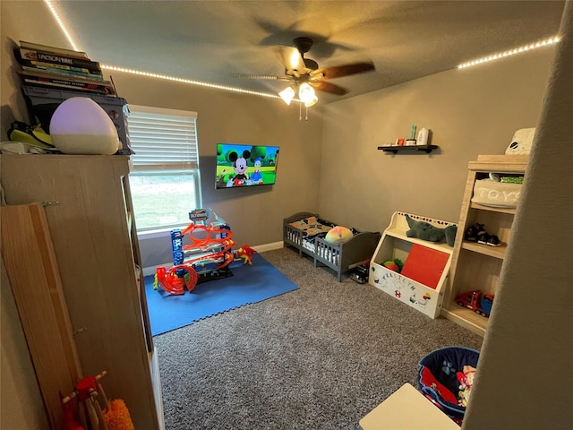 108 Ronnie Ln, Weatherford, TX 76088 - playroom featuring carpet floors and a ceiling fan