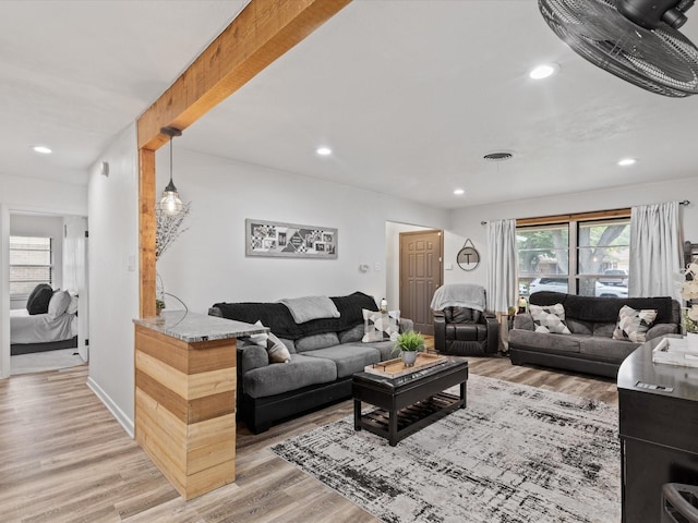 110 N Willow St, Mansfield, TX 76063 - living room with light wood-style flooring and recessed lighting