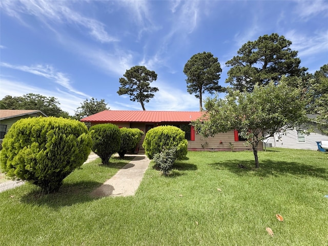 1205 Lamar, Mount Pleasant, TX 75455 - view of front of house with a front yard and metal roof