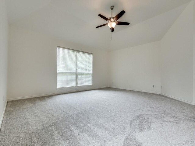 1428 Charlotte Way, Carrollton, TX 75007 - unfurnished room with carpet floors, a ceiling fan, lofted ceiling, and baseboards