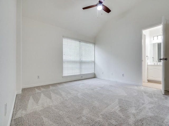 1428 Charlotte Way, Carrollton, TX 75007 - carpeted spare room with a ceiling fan, lofted ceiling, and baseboards