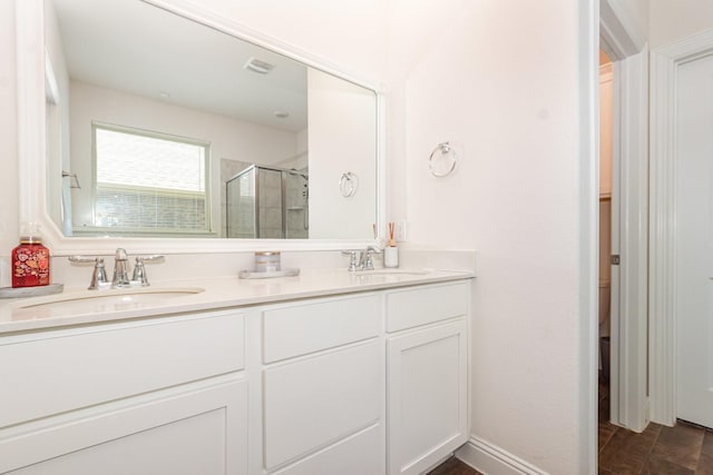 3021 Cobalt Dr, Aubrey, TX 76227 - bathroom featuring a stall shower and double vanity