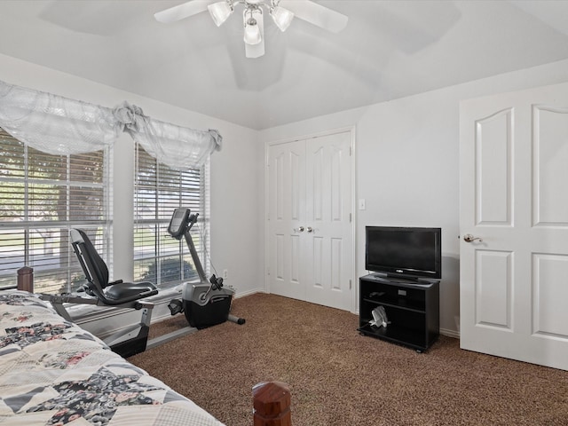 3709 Cliff View Loop, Weatherford, TX 76087 - carpeted bedroom with a ceiling fan, baseboards, and a closet