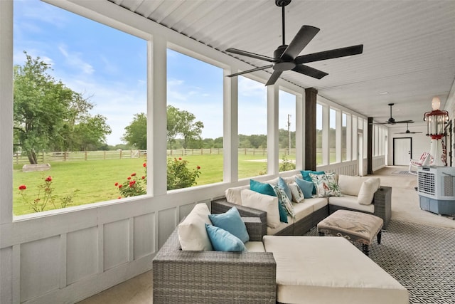4675 County Road 2216, Caddo Mills, TX 75135 - sunroom / solarium featuring ceiling fan and an outdoor hangout area