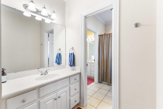 118 Royal Springs Ln, Crawford, TX 76638 - full bath with vanity, crown molding, and tile patterned flooring