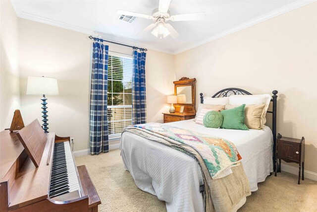 118 Royal Springs Ln, Crawford, TX 76638 - carpeted bedroom with baseboards, crown molding, and a ceiling fan
