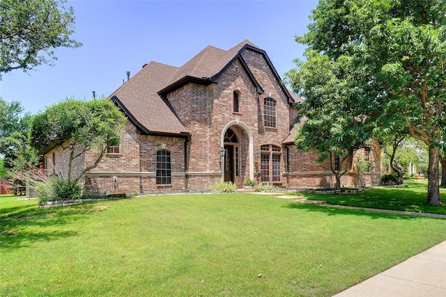 1302 Kelly Green Ct, Keller, TX 76248 - view of front facade with brick siding, a front yard, and a shingled roof
