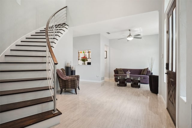 1302 Kelly Green Ct, Keller, TX 76248 - entrance foyer featuring stairs, baseboards, and a ceiling fan