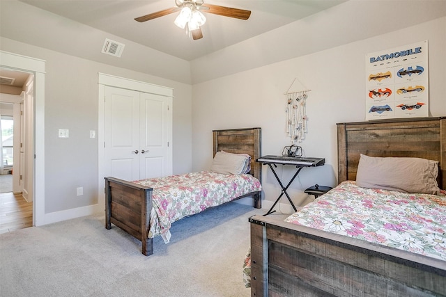 4017 Crick Ct, Weatherford, TX 76087 - carpeted bedroom with a closet, baseboards, and a ceiling fan