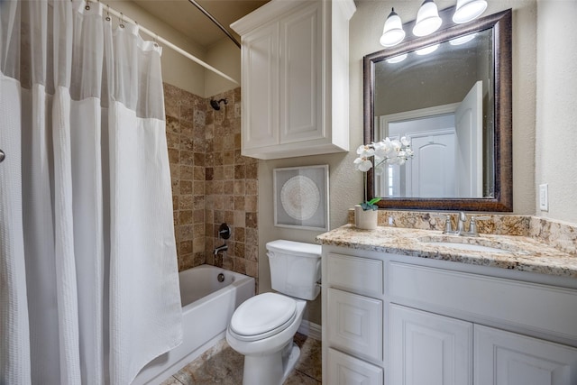 3331 Preston Club Dr, Sherman, TX 75092 - full bathroom with vanity, toilet, and shower / bath combination with curtain