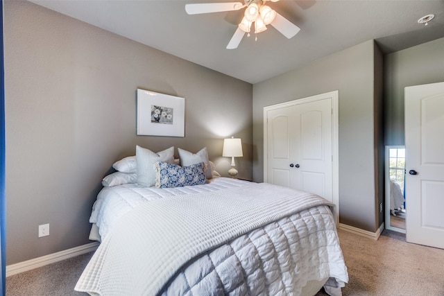 3331 Preston Club Dr, Sherman, TX 75092 - bedroom with light carpet, baseboards, and ceiling fan