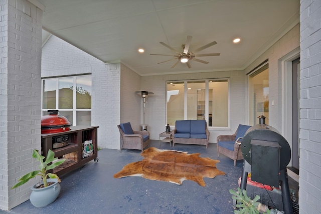 1306 Blue Lake Blvd, Arlington, TX 76005 - view of patio / terrace with an outdoor living space and ceiling fan