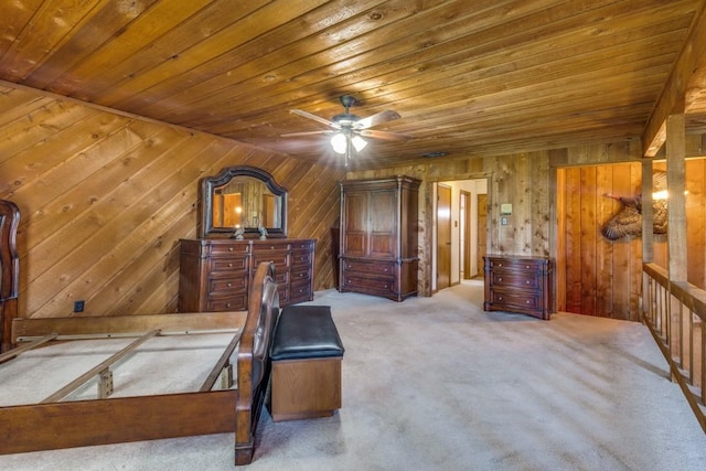 13220 Briar Rd, Azle, TX 76020 - carpeted bedroom with wooden ceiling and wood walls