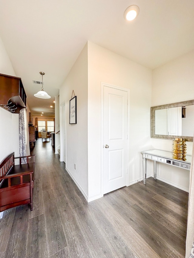 3225 Conley Ct, Mesquite, TX 75126 - corridor featuring dark wood-type flooring and baseboards