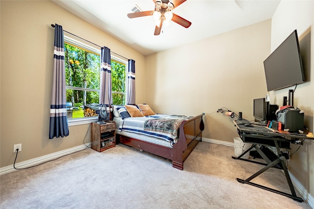 6296 Fm 1256, Mabank, TX 75147 - bedroom with carpet, baseboards, a ceiling fan, and a desk
