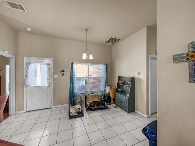 301 Quail Run Rd, Red Oak, TX 75154 - kitchen with a chandelier, plenty of natural light, and light tile patterned flooring