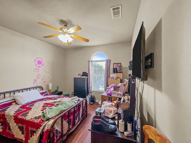 301 Quail Run Rd, Red Oak, TX 75154 - bedroom with dark wood-style floors and ceiling fan