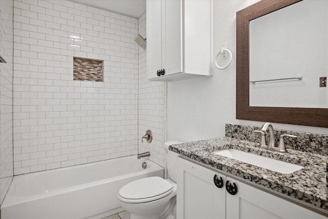 5409 Queens Ct, Lake Dallas, TX 75065 - full bathroom with vanity, toilet, and bathtub / shower combination
