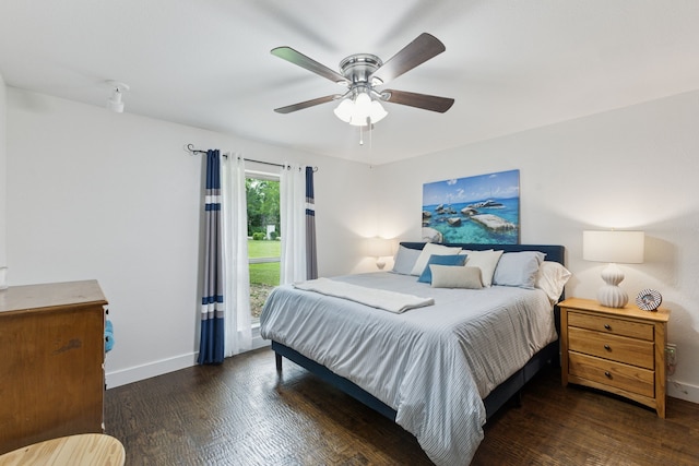 780 River Oaks Dr, Fairview, TX 75069 - bedroom featuring wood finished floors, baseboards, a ceiling fan, and access to outside