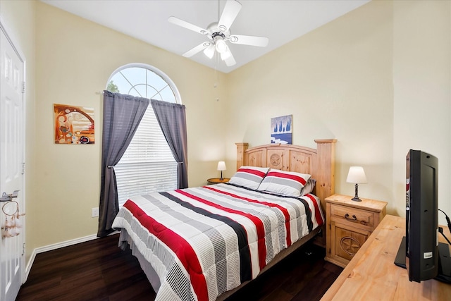 8405 Circleview St, Rowlett, TX 75088 - bedroom with wood finished floors, ceiling fan, and baseboards