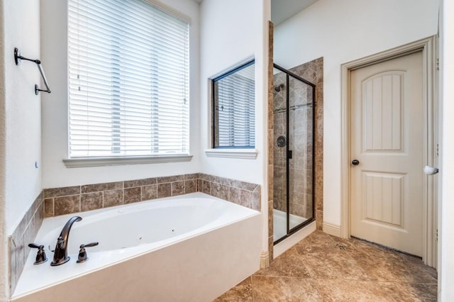 1420 Candler Dr, Prosper, TX 75078 - bathroom with plenty of natural light, a shower stall, and a bath