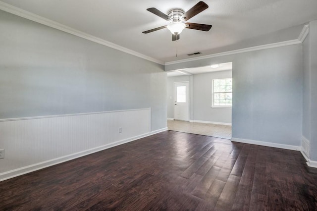 204 E Willow Ln, Princeton, TX 75407 - unfurnished room featuring ceiling fan, wood finished floors, crown molding, and baseboards