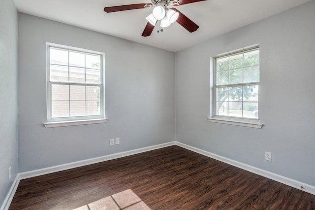 204 E Willow Ln, Princeton, TX 75407 - empty room with dark wood-style flooring, baseboards, and a ceiling fan