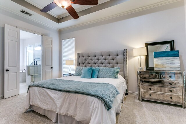 2219 Graystone Ct, Keller, TX 76248 - bedroom featuring carpet floors, ornamental molding, multiple windows, and ensuite bath