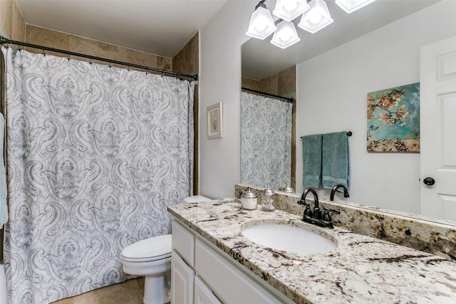 2219 Graystone Ct, Keller, TX 76248 - bathroom featuring toilet, vanity, and curtained shower