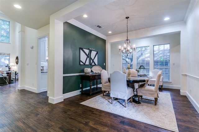 2219 Graystone Ct, Keller, TX 76248 - dining room featuring plenty of natural light, wood finished floors, ornamental molding, baseboards, and recessed lighting