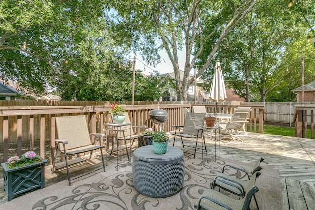 2219 Graystone Ct, Keller, TX 76248 - fenced backyard with a wooden deck and outdoor dining space
