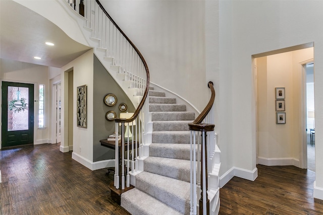 2219 Graystone Ct, Keller, TX 76248 - foyer featuring wood finished floors, baseboards, stairway, and recessed lighting