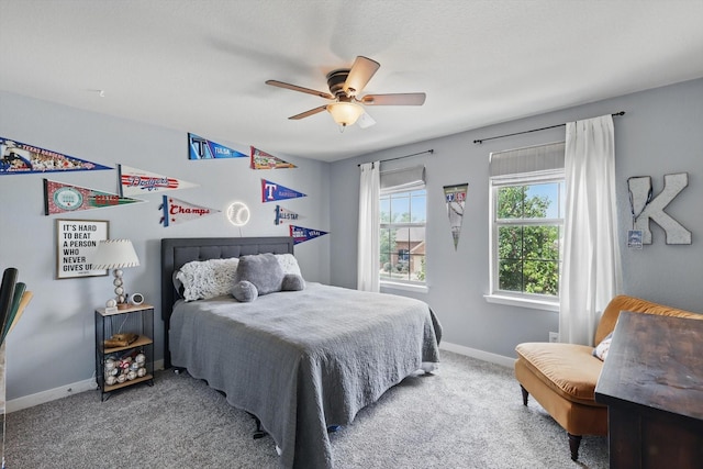 3964 Hunter Peak Rd, Fort Worth, TX 76262 - bedroom featuring carpet flooring, baseboards, and a ceiling fan